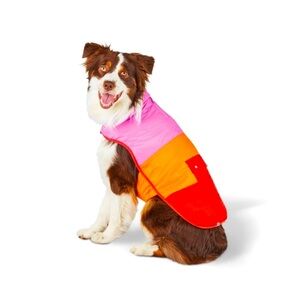 LEGO Collection Color Block Puffer Jacket for Dogs- Red |Orange | Pink
